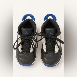 Jordan Kids Black and White Sneakers with Blue Accents